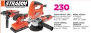 Stramm 500W Impact Drill/450W Jigsaw/150W Orbital Sander/500W Angle Grinder-Each