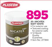 Plascon Micatex Matt White-20Ltr 