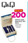 Q & Q Watch And Bracelet Set Deal