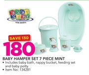 Baby Hamper Set 7 Piece Mint Includes Baby Bath, Nappy Bucket, Feeding Set & Baby Potty