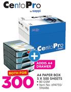 CentoPro A4 Paper Box 5X500 Sheets With Addis A4 Drawer