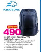 Kingsons Prime Series Black Laptop Bagpack KS3077-BLK