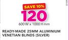 Decorland Ready-Made 25mm Aluminium Venetial Blinds Silver-600X1000mm