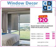 Decorland Ready-Made 25mm Aluminium Venetial Blinds Silver-600X1000mm