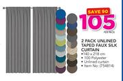 Mainstays 2 Pack Unlined Taped Faux Silk Curtain-Per Pack