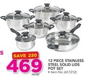Mainstays 12 Piece Stainless Steel Solid Lids Pot Set