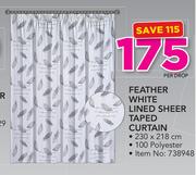 Always Home Feather White Lined Sheer Taped Curtain
