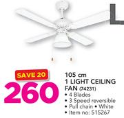Logik 1 Light Ceiling Fan 74231-105cm