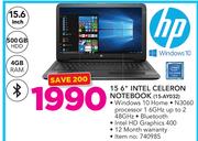 HP 15.6" Intel Celeron Notebook 15-AY032