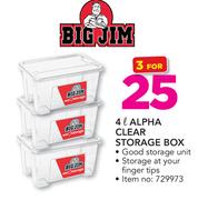 Big Jim Alpha Clear Storage Box-3 x 4Ltr