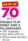 Casa Double Flat Sheet & 2 Pillowcases-Per Set