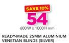 Decorland Ready Made 25MM Aluminium Venetian Blinds Silver-600 W x 1000 H mm