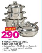 Mainstays 8 Piece Stainless Steel Solid Lids Pot Set-Per Set