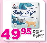 Baby Soft Toilet Rolls 2 Ply White-9's