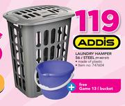 Addis Laundry hamper Steel-56Ltr With Free game 13Ltr Bucket
