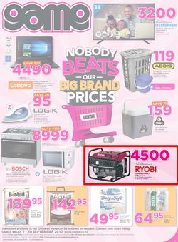 Game Namibia : Oshakati Nobody Beats Our Big Brand Prices (7 Sep - 20 Sep 2017), page 1