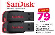 Sandisk Cruzer Blade 8GB USB 2.0 Flash Drive-Each