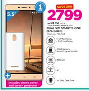 Hisense Dual Sim Smartphone E76 Gold Includes Phone Cover & Screen Protector