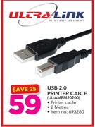 Ultra Link USB 2.0 Printer Cable UL-AMBM20200