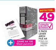 Simple Choice 2 Pack Lever Arch File A4 With Plus Game A4 100 Sheet Punched