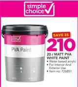 Simple Choice Matt PVA White Paint-20Ltr