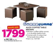 Gommagomma Alice Brown Coffee Table With 4 Cubes