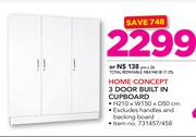 Home Cencept 3 Door Built In Cupboard-H210 x W150 x D50cm