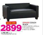 Denver Black Couch-H79 x W139 x D78cm