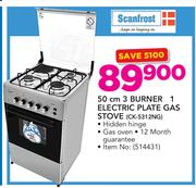 Scanfrost 50cm 3 Burner 1 Electric Plate Gas Stove CK-5312NG