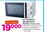 Logik 20Ltr Manual Microwave Silver