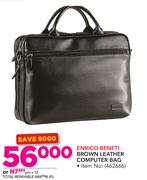 Enrico Beneti Brown Leather Computer Bag