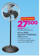 Logik 45cm High Velocity Pedestal fan HVP-45