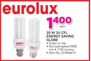 Eurolux 20W 3U CFL Energy Saving Globe-Each