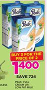 Peak Full Cream Or Low Fat Milk-For 3