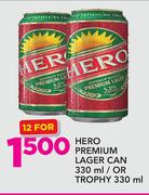 Hero Premium Lager Can-330ml Or Trophy-330ml-For 12