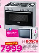Bosch 90cm Freestanding Gas Cooker HSG734355Z With Free Logik 20Ltr White Manual Microwave