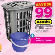 Addis Laundry Hamper 56Ltr Steel 91401ST With Free Game 13Ltr Bucket