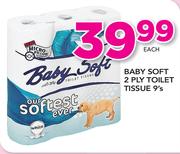 Baby Soft 2 Ply Toilet Tissue 9's