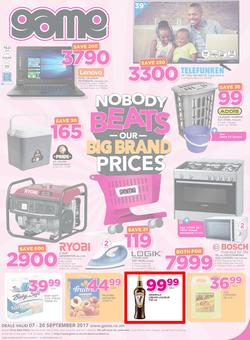 Game Zambia : Nobody Beats Our Big Brand Prices (7 Sep - 20 Sep 2017), page 1