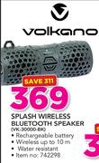 Volkano Splash Wireless Bluetooth Speaker VK-30000-BK