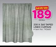 Always Home 230X260 Taped Lined Curtain-Per Drop