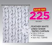 Always Home Feather White Lined Sheer Taped Curtain-Per Drop