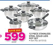Mainstays 12 Piece Stainless Steel Solid Lids Pot Set