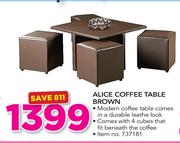 Alice Coffee Table Brown With 4 Cubes