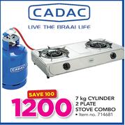 Cadac 7kg Cylinder & 2 Plate Stove Combo
