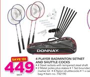 Donnay 4 Player Badminton Setnet And Shuttle Cocks-Each