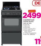 Defy 4 Burner Gas Stove Black DGS 168 SGG