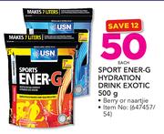 USN Sport Ener-G Hydration Drink Exotic(Berry Or Naartjie)-500g Each