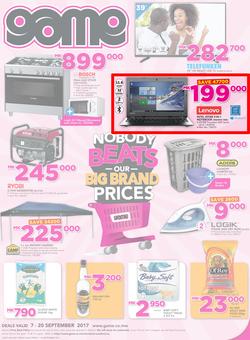 Game Malawi : Nobody Beats Our Big Brand Prices (7 Sep - 20 Sep 2017), page 1