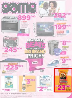 Game Malawi : Nobody Beats Our Big Brand Prices (7 Sep - 20 Sep 2017), page 1